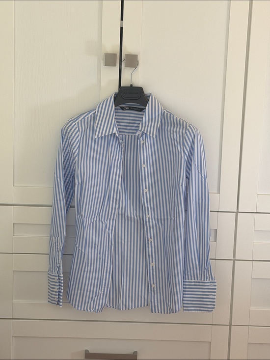 Zara Tops - Zara Men’s White and Blue Vertical Stripe Dress Shirt